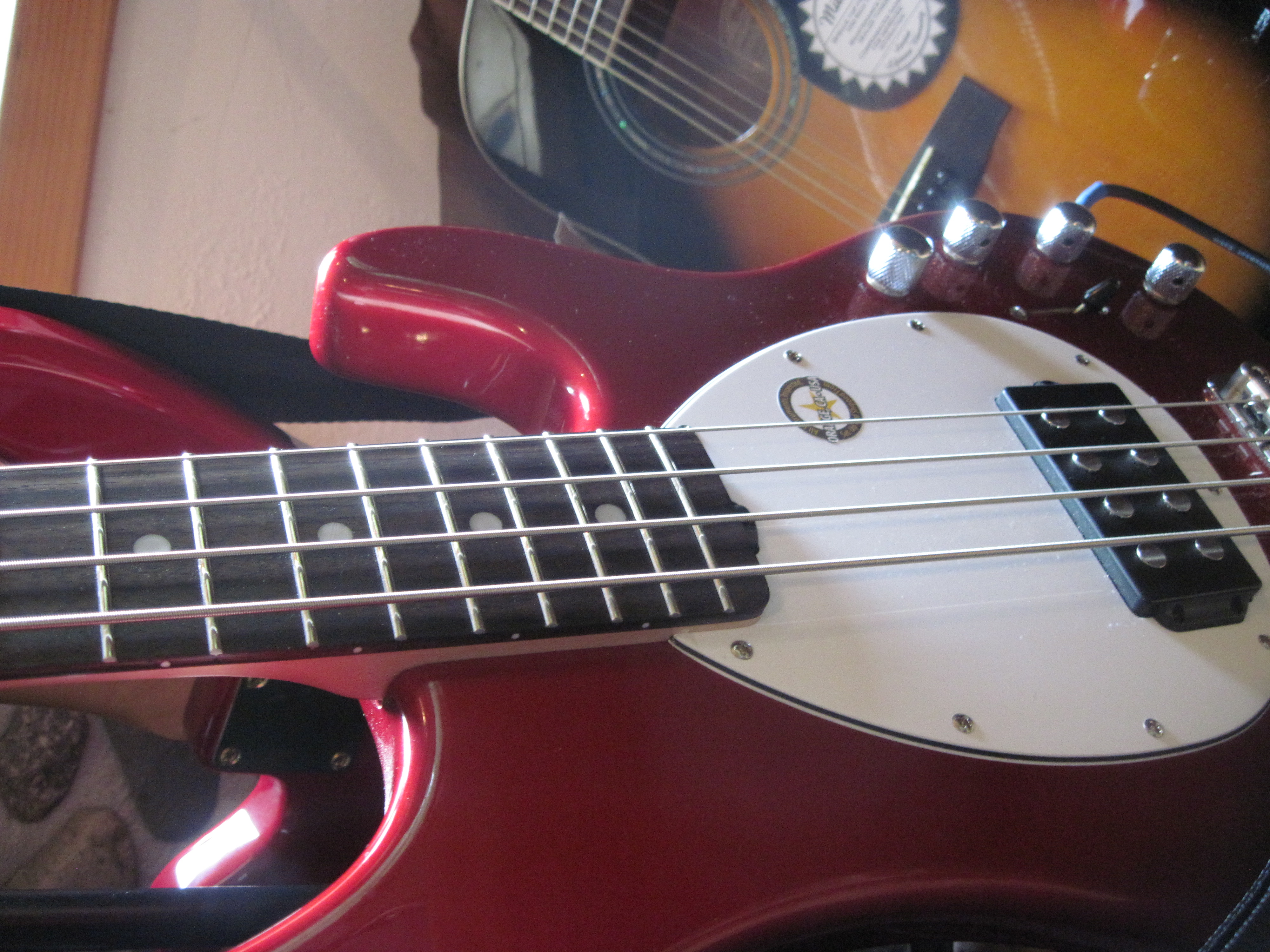 Bass guitar and acoustic guitar